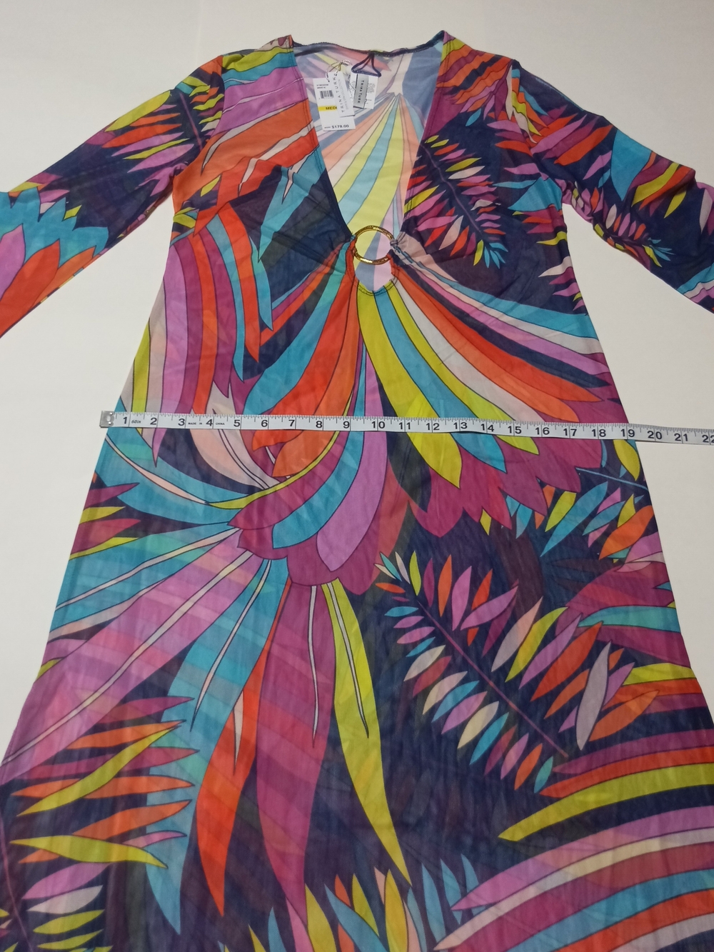Trina Turk Paralia Multicolor Sheer Long-Sleeve Maxi Swim Cover-Up - Picture 5 of 11